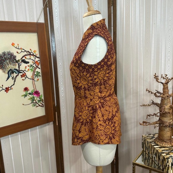 Solar Bohemian Print Asymmetrical Short Sleeve Top - Picture 4 of 9